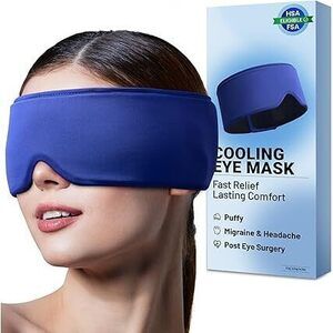 Cooling Gel Eye Mask For Puffy Eyes, Migraine & Headache Relief, Full Eye-Area